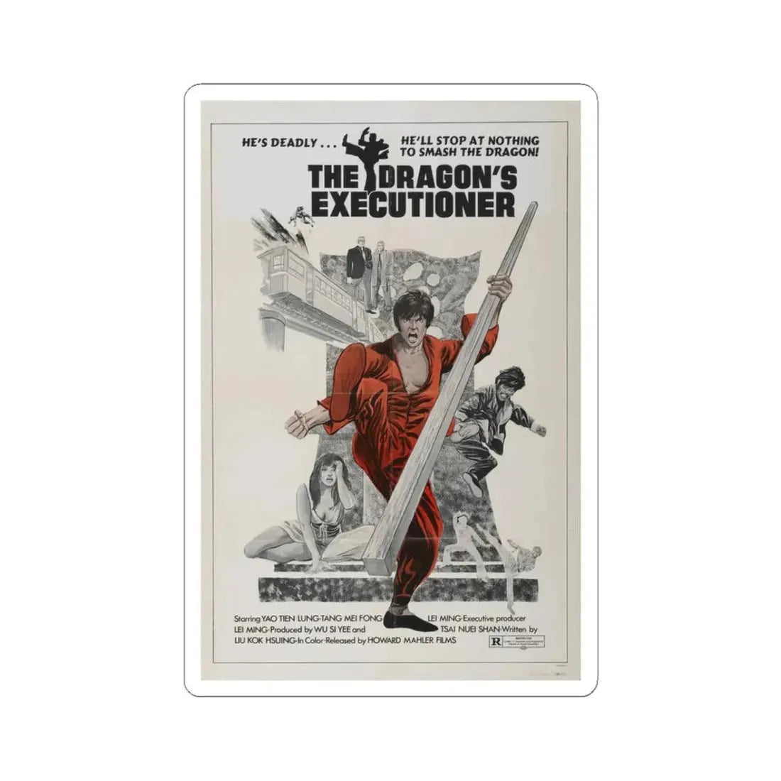 THE DRAGON'S EXECUTIONER 1972 Movie Poster - STICKER Vinyl Kiss-Cut Decal 3 Inch White - The Sticker Space