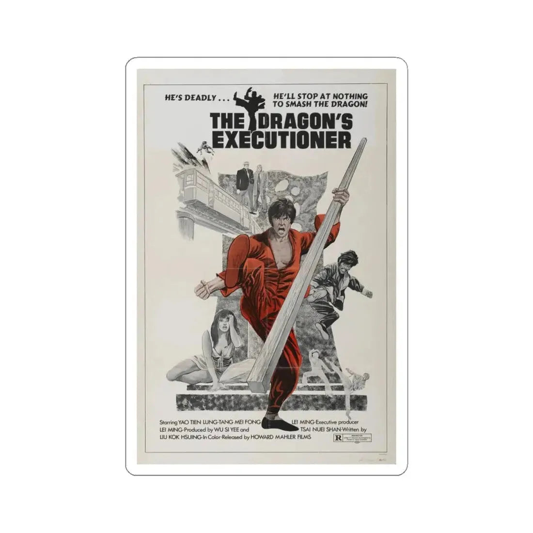 THE DRAGON'S EXECUTIONER 1972 Movie Poster - STICKER Vinyl Kiss-Cut Decal 4 Inch White - The Sticker Space