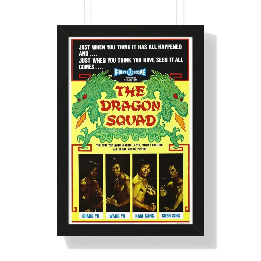 THE DRAGON SQUAD 1974 - Framed Movie Poster 16″ x 24″ Black - The Sticker Space