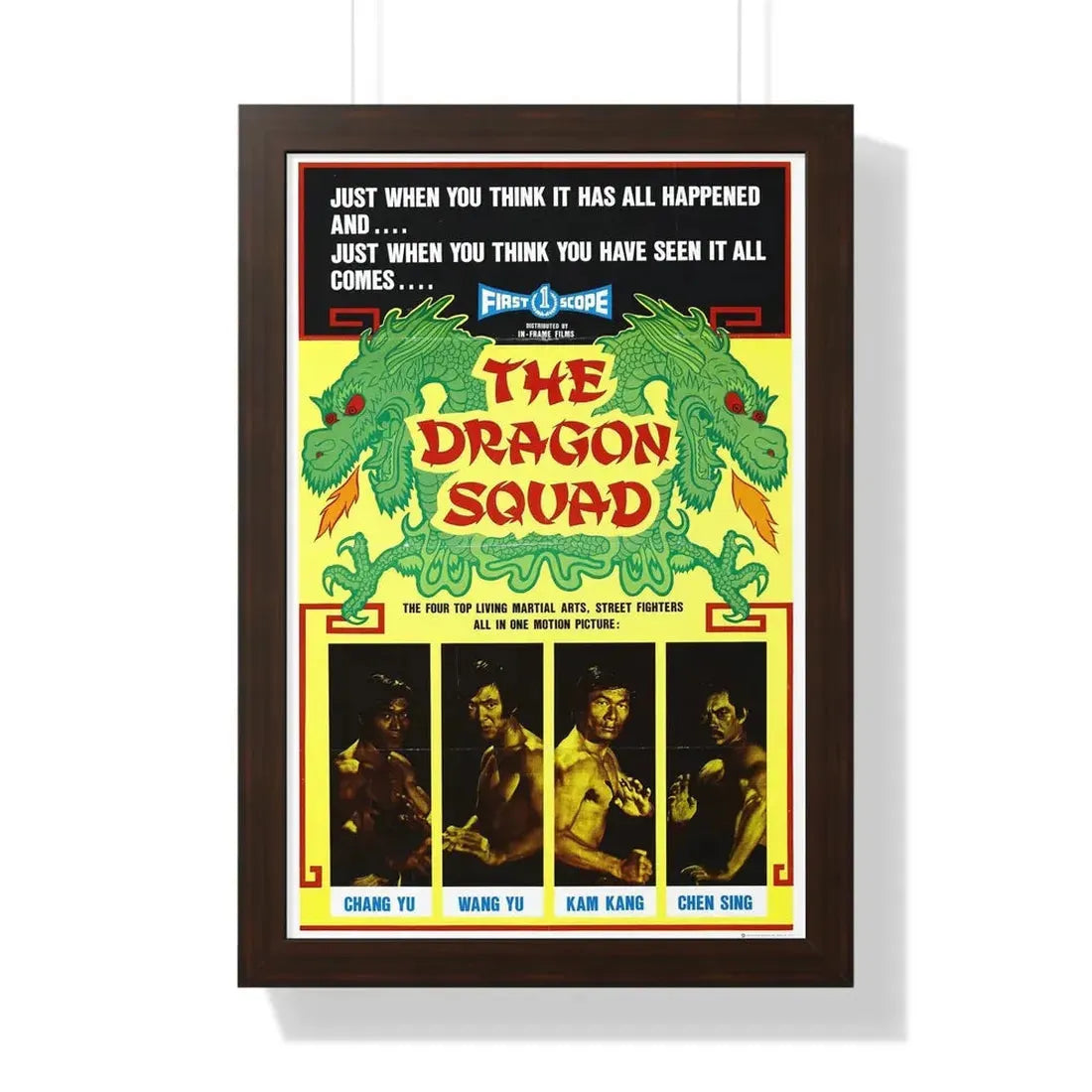 THE DRAGON SQUAD 1974 - Framed Movie Poster 16″ x 24″ Walnut - The Sticker Space