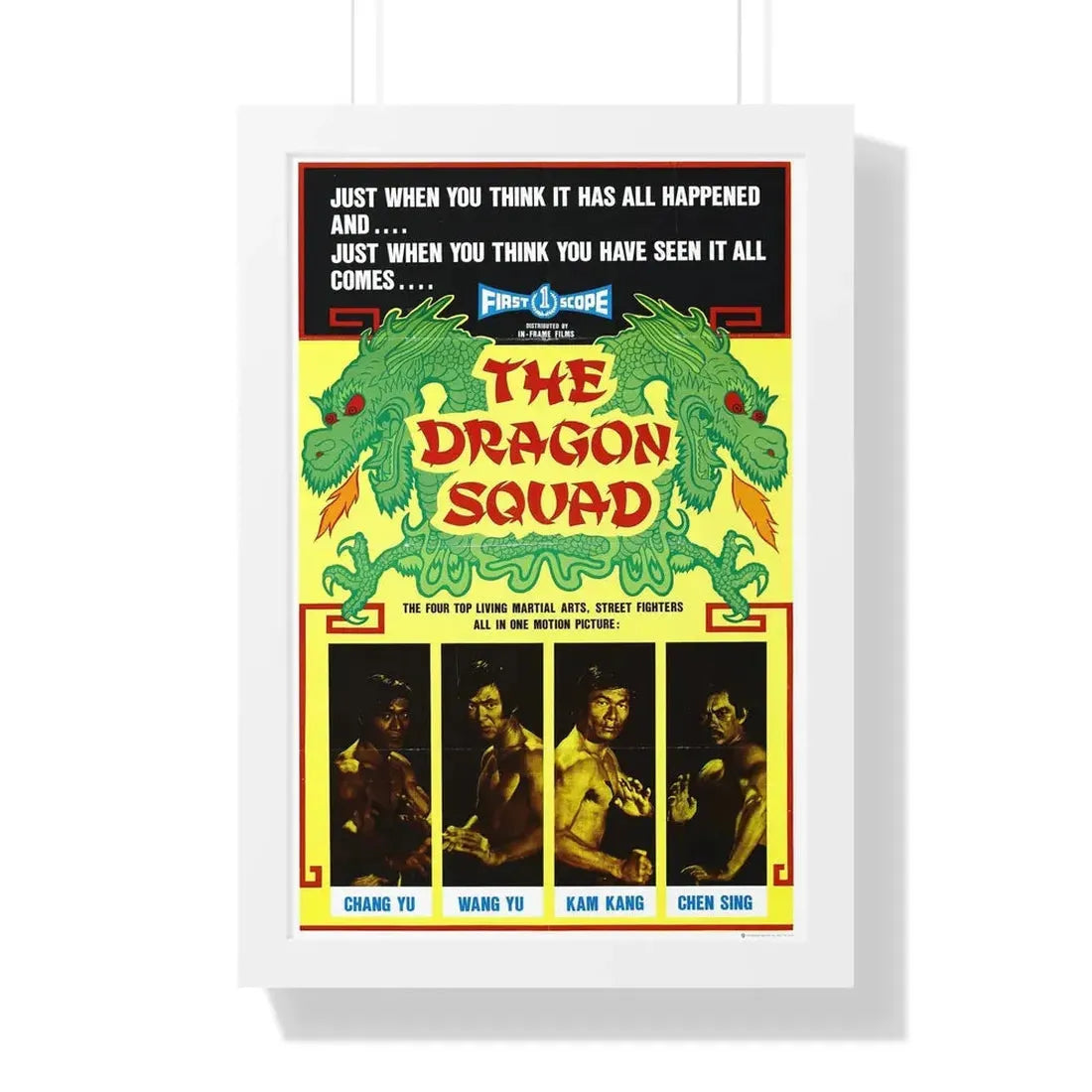 THE DRAGON SQUAD 1974 - Framed Movie Poster 16″ x 24″ White - The Sticker Space