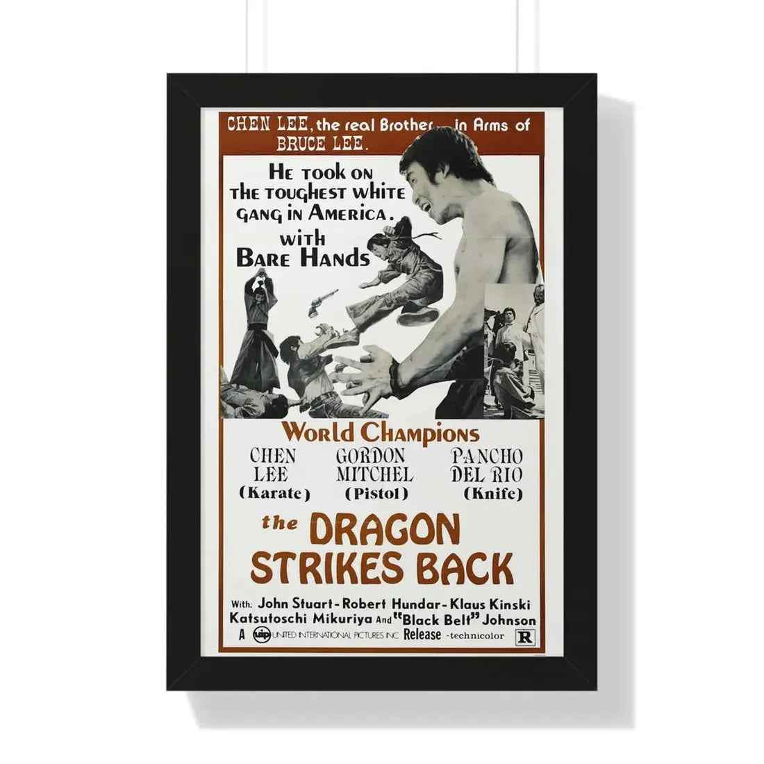 THE DRAGON STRIKES BACK 1975 - Framed Movie Poster 16″ x 24″ Black - The Sticker Space