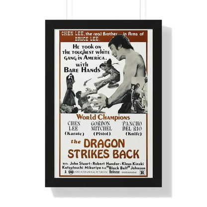 THE DRAGON STRIKES BACK 1975 - Framed Movie Poster 16″ x 24″ Black - The Sticker Space