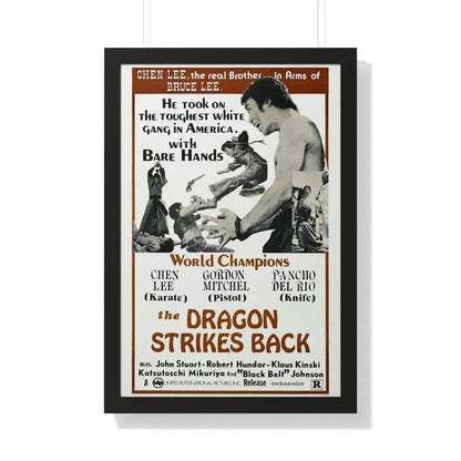 THE DRAGON STRIKES BACK 1975 - Framed Movie Poster 20" x 30" Black - The Sticker Space