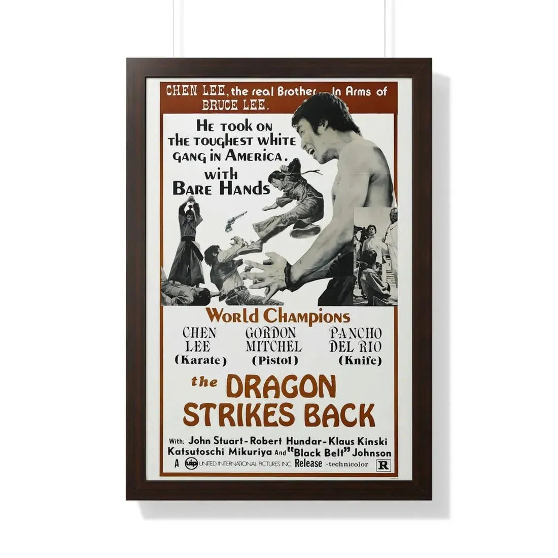 THE DRAGON STRIKES BACK 1975 - Framed Movie Poster 20" x 30" Walnut - The Sticker Space