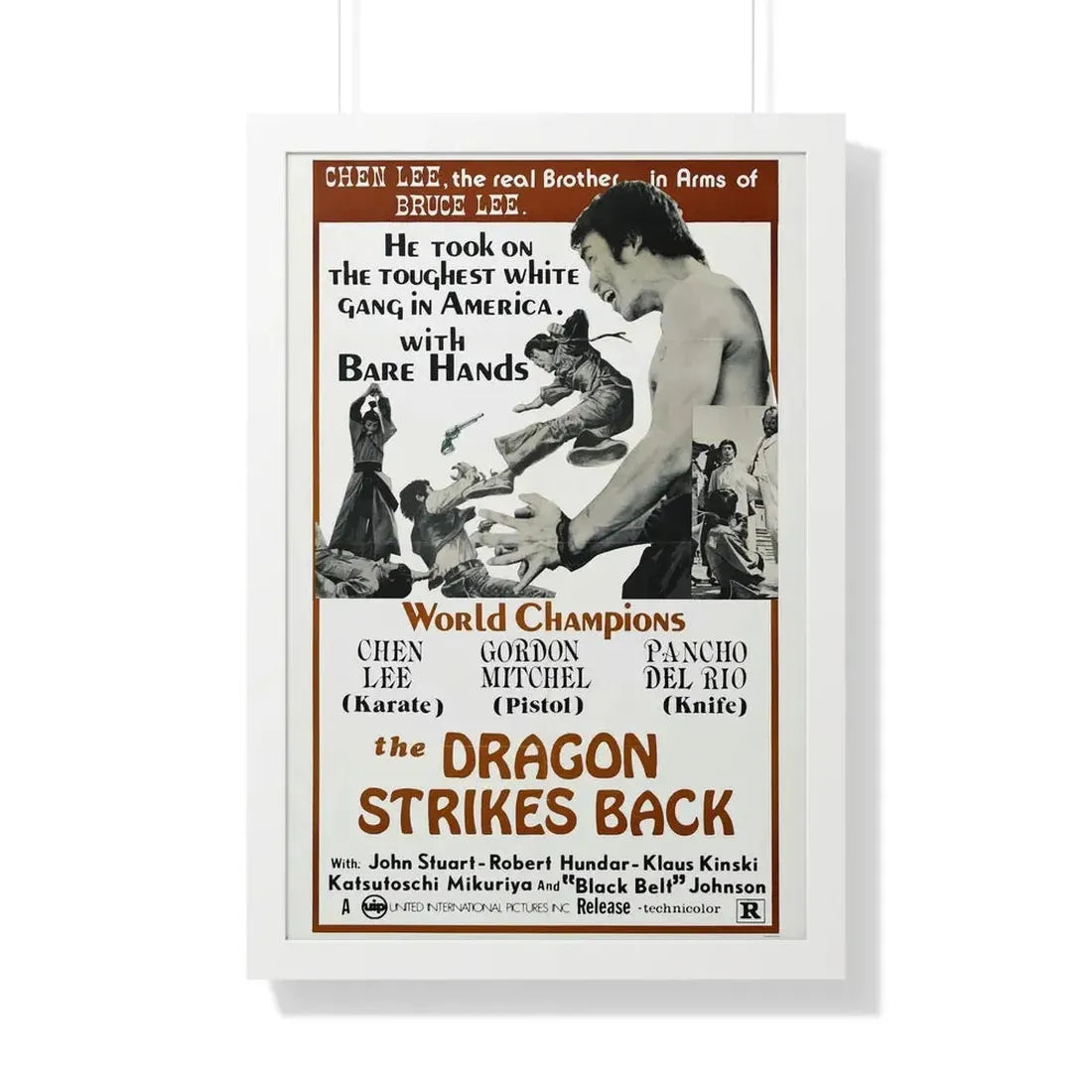 THE DRAGON STRIKES BACK 1975 - Framed Movie Poster 20" x 30" White - The Sticker Space
