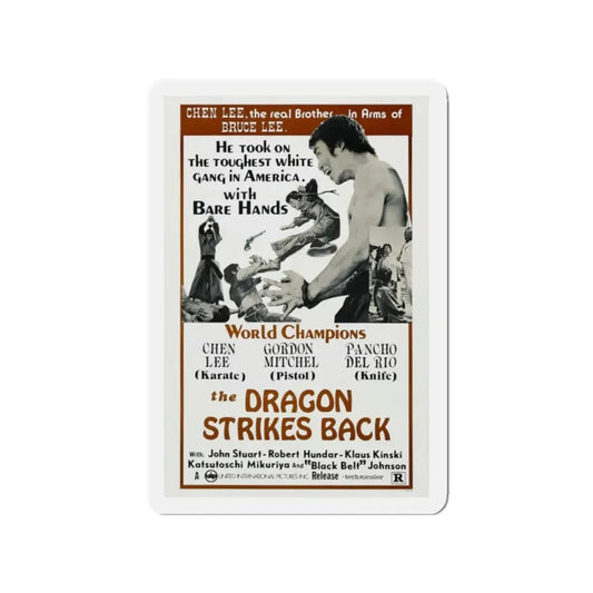 THE DRAGON STRIKES BACK 1975 Movie Poster - Refrigerator Magnet 2 Inch Die-Cut - The Sticker Space
