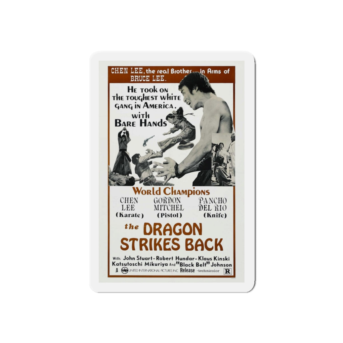 THE DRAGON STRIKES BACK 1975 Movie Poster - Refrigerator Magnet-3" x 3"-The Sticker Space