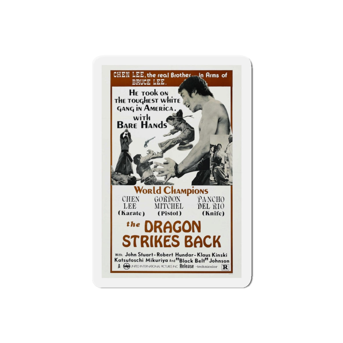 THE DRAGON STRIKES BACK 1975 Movie Poster - Refrigerator Magnet-5" x 5"-The Sticker Space