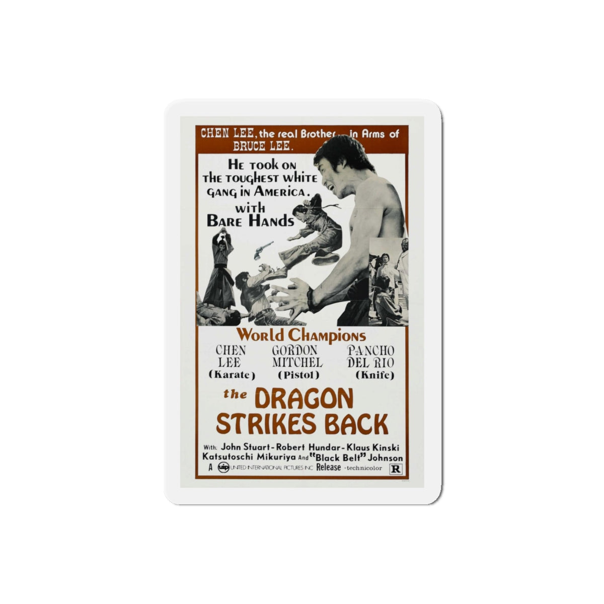 THE DRAGON STRIKES BACK 1975 Movie Poster - Refrigerator Magnet-6" × 6"-The Sticker Space