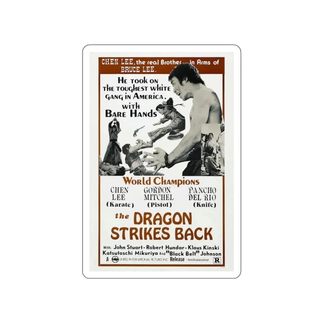 THE DRAGON STRIKES BACK 1975 Movie Poster STICKER Vinyl Die-Cut Decal 3 Inch - The Sticker Space