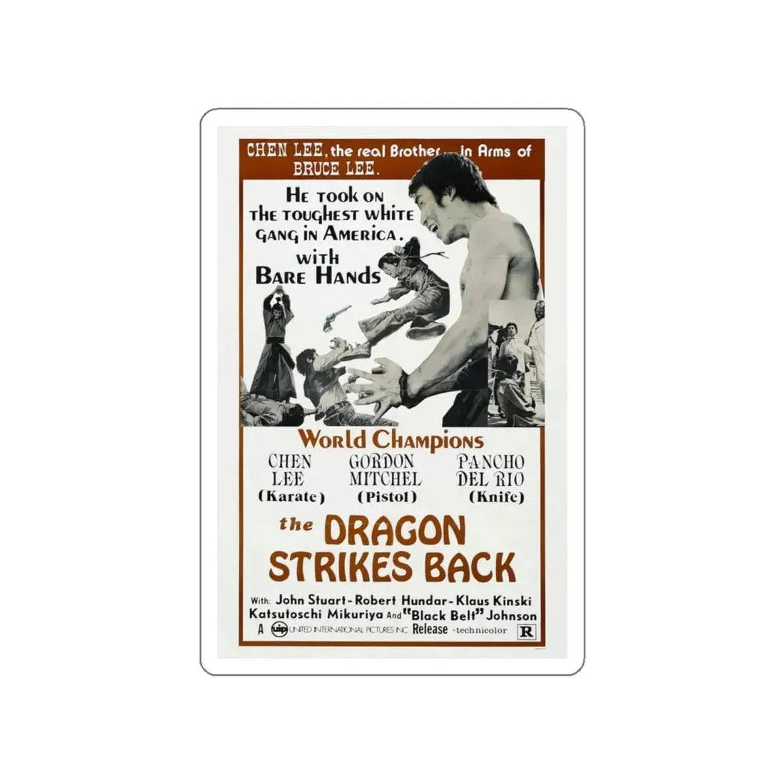 THE DRAGON STRIKES BACK 1975 Movie Poster STICKER Vinyl Die-Cut Decal 4 Inch - The Sticker Space