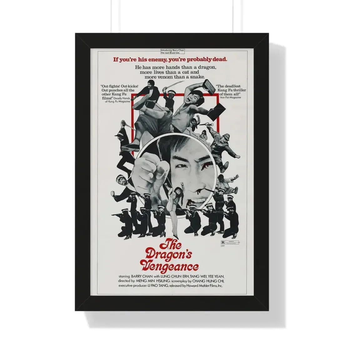 THE DRAGONS VENGEANCE 1972 - Framed Movie Poster 16″ x 24″ Black - The Sticker Space