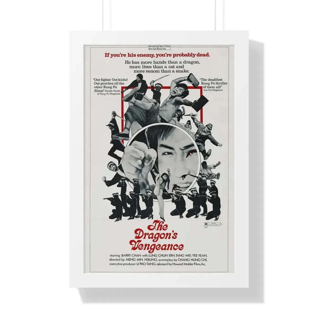 THE DRAGONS VENGEANCE 1972 - Framed Movie Poster 16″ x 24″ White - The Sticker Space