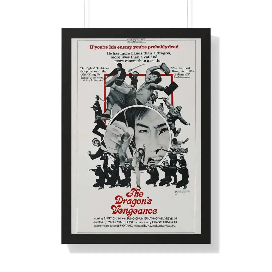 THE DRAGONS VENGEANCE 1972 - Framed Movie Poster 20" x 30" Black - The Sticker Space