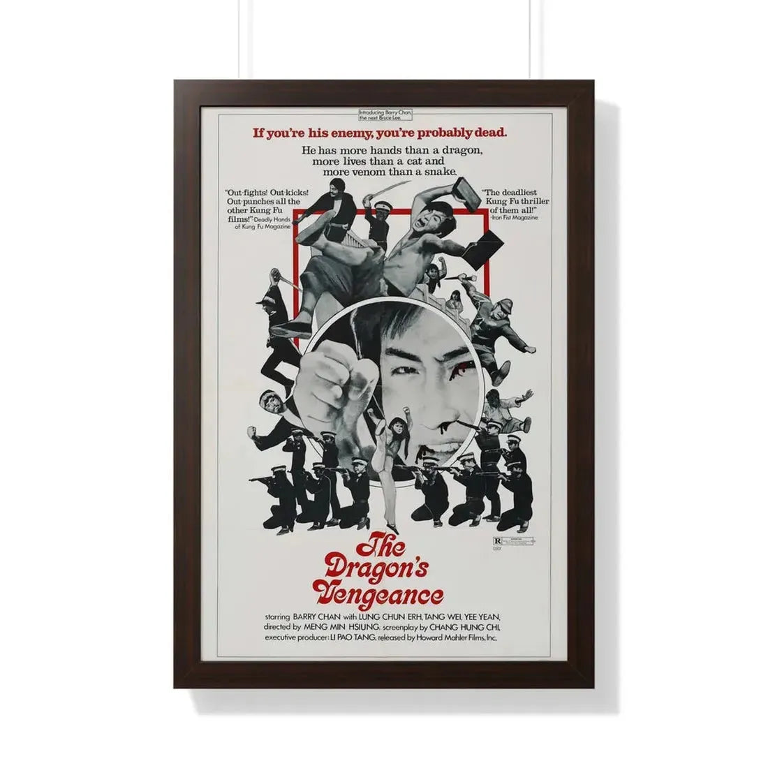 THE DRAGONS VENGEANCE 1972 - Framed Movie Poster 20" x 30" Walnut - The Sticker Space