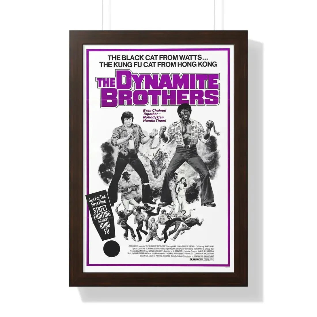 THE DYNAMITE BROTHERS (STUD BROWN) 1974 - Framed Movie Poster 16″ x 24″ Walnut - The Sticker Space