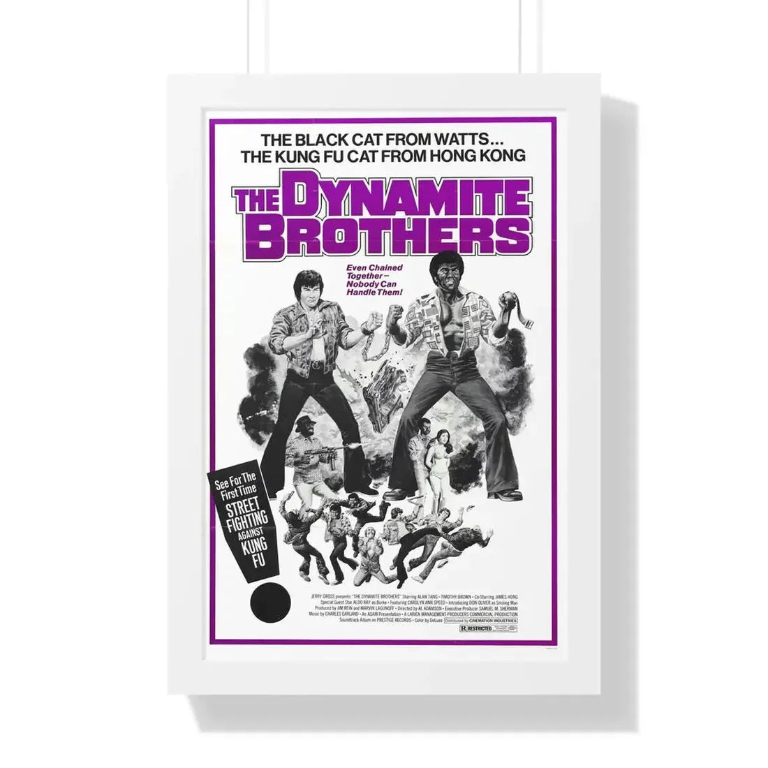 THE DYNAMITE BROTHERS (STUD BROWN) 1974 - Framed Movie Poster 16″ x 24″ White - The Sticker Space