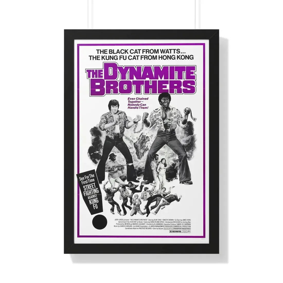 THE DYNAMITE BROTHERS (STUD BROWN) 1974 - Framed Movie Poster 20" x 30" Black - The Sticker Space
