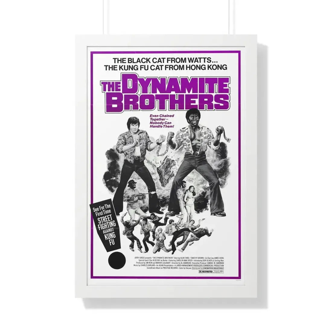 THE DYNAMITE BROTHERS (STUD BROWN) 1974 - Framed Movie Poster 20" x 30" White - The Sticker Space