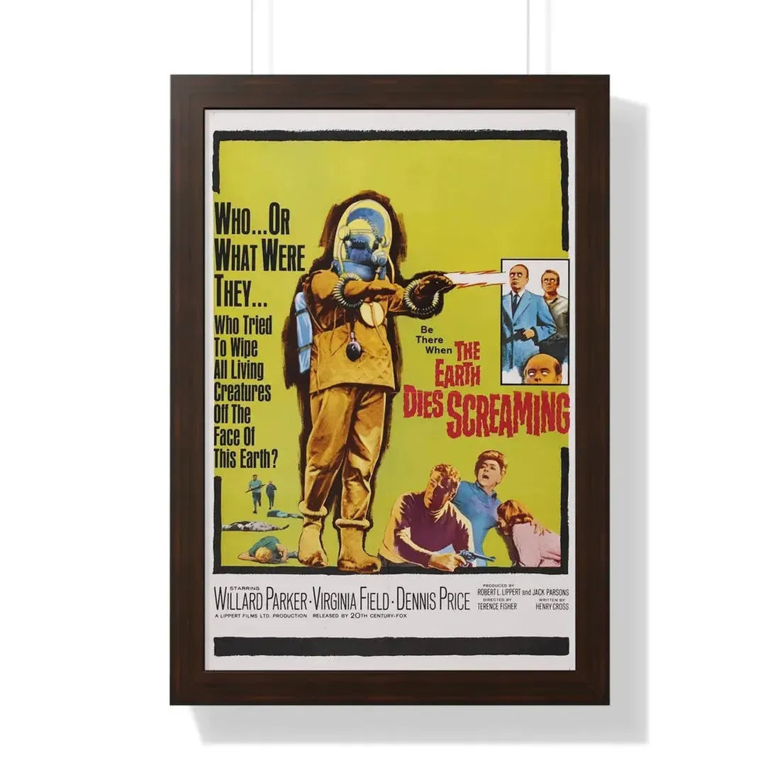 THE EARTH DIES SCREAMING 1964 - Framed Movie Poster 16″ x 24″ Walnut - The Sticker Space