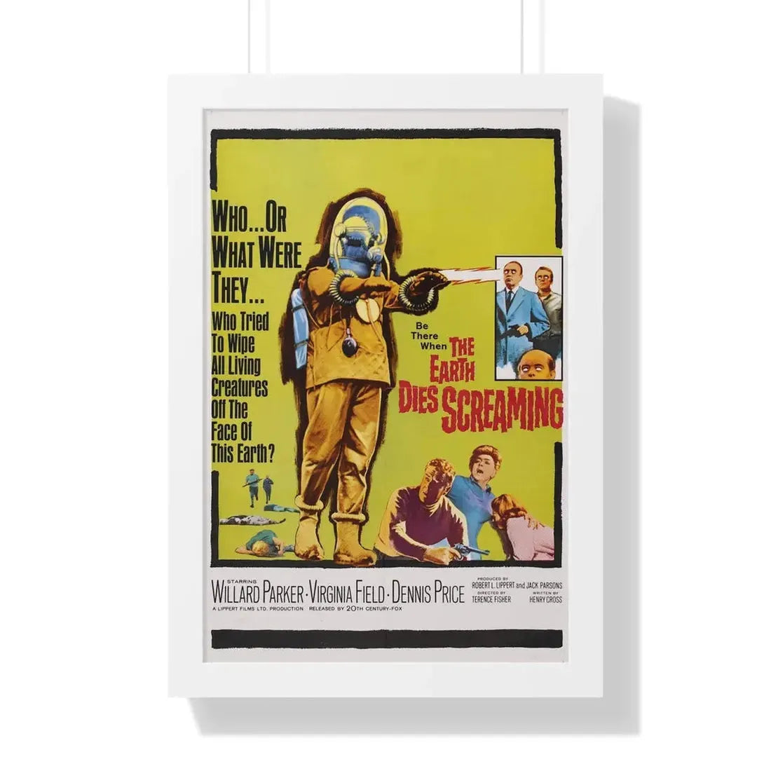 THE EARTH DIES SCREAMING 1964 - Framed Movie Poster 16″ x 24″ White - The Sticker Space