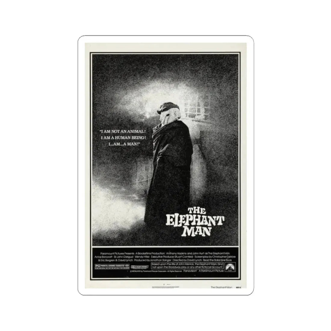 The Elephant Man 1980 Movie Poster - STICKER Vinyl Kiss-Cut Decal 2 Inch White - The Sticker Space
