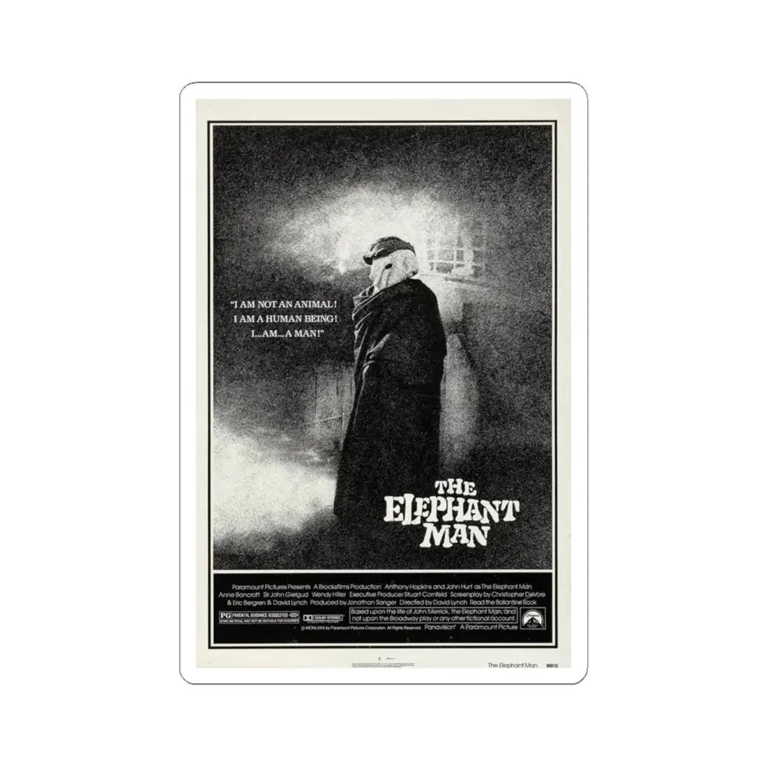 The Elephant Man 1980 Movie Poster - STICKER Vinyl Kiss-Cut Decal 6 Inch White - The Sticker Space