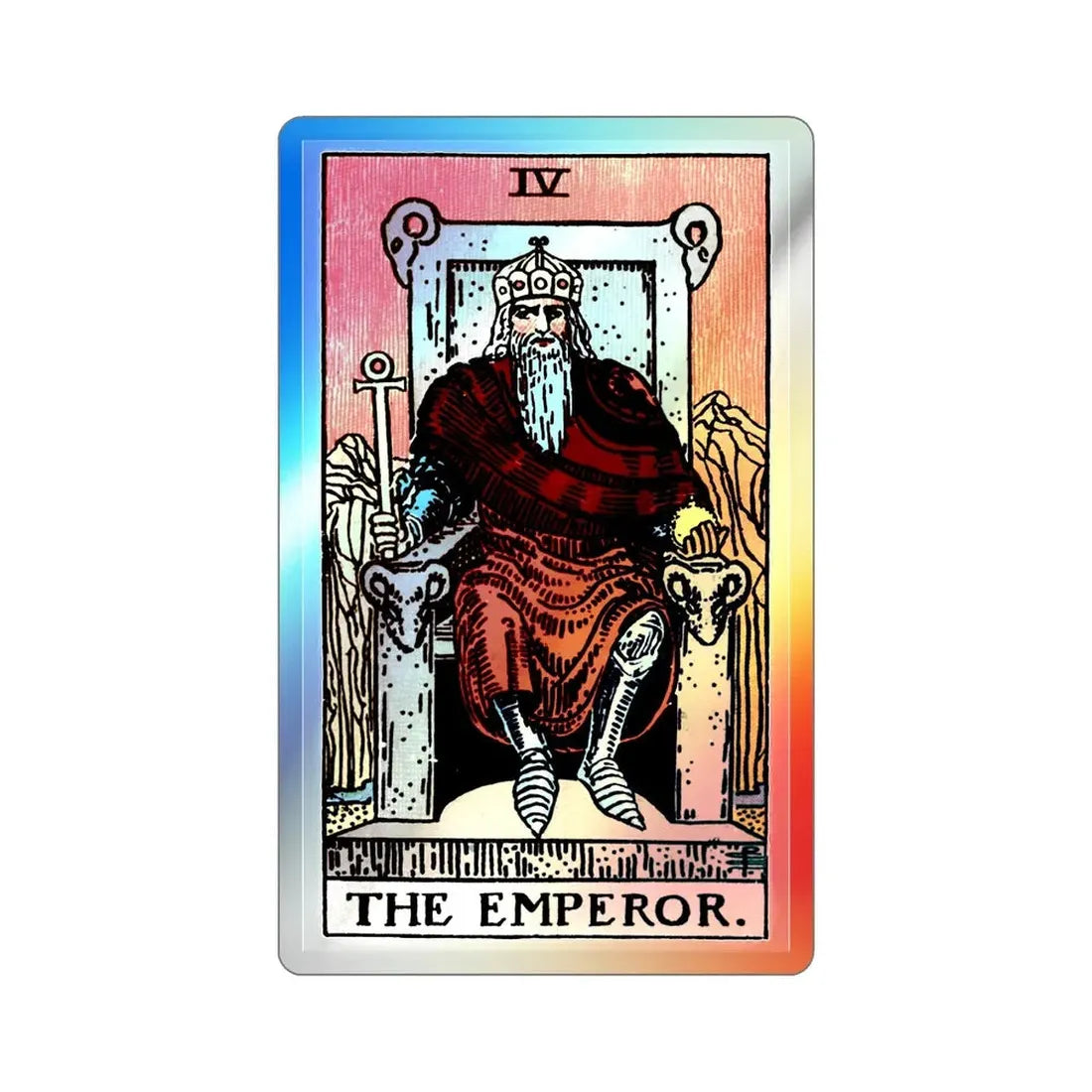 The Emperor (Tarot Card) Holographic STICKER Die-Cut Vinyl Decal 2 Inch Holographic - The Sticker Space