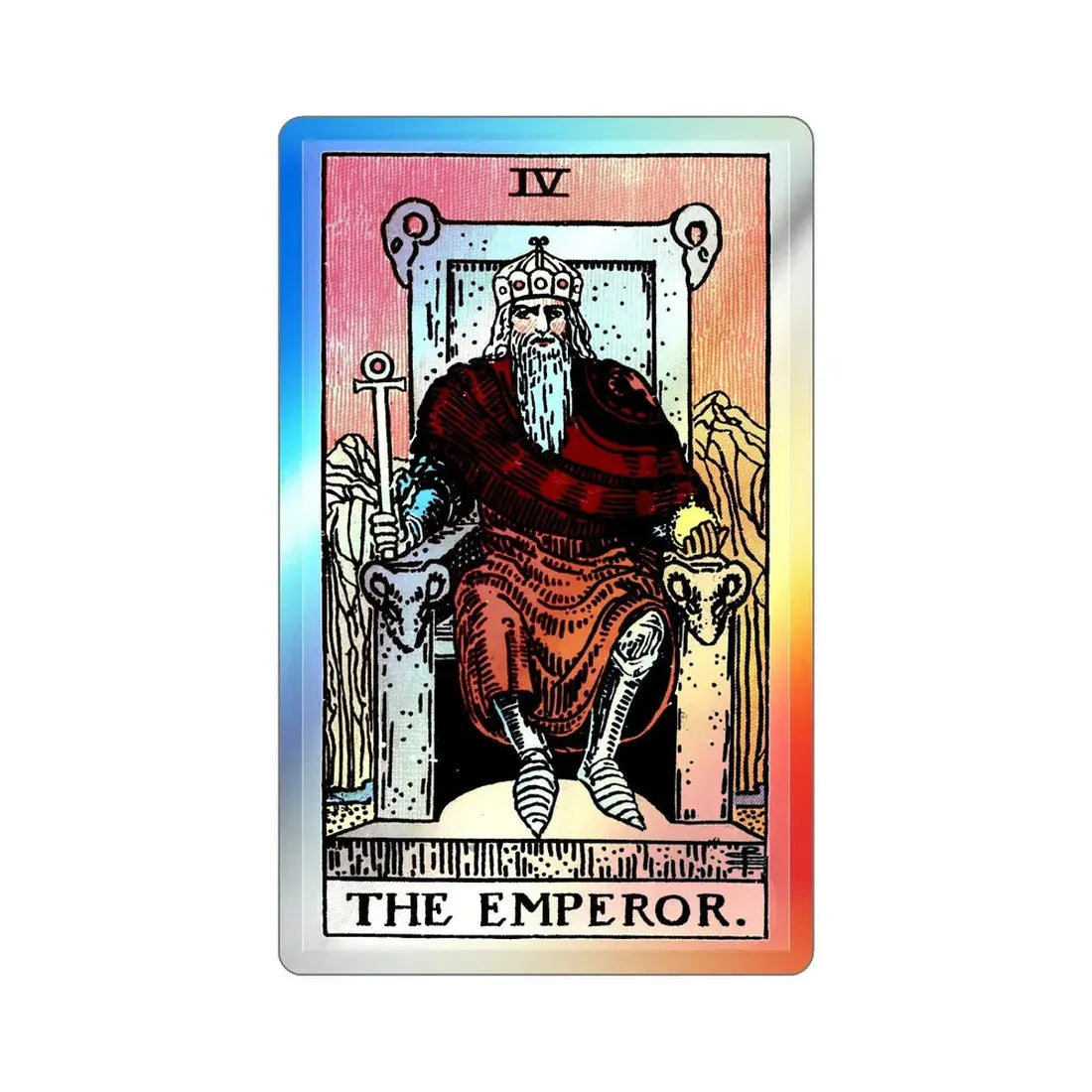 The Emperor (Tarot Card) Holographic STICKER Die-Cut Vinyl Decal 4 Inch Holographic - The Sticker Space