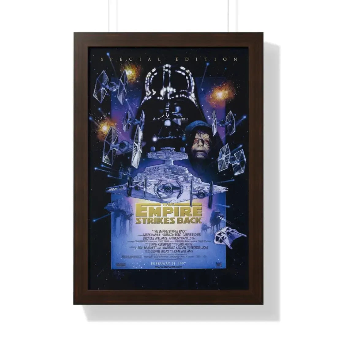 THE EMPIRE STRIKES BACK - SPECIAL EDITION 1980 - Framed Movie Poster 16″ x 24″ Walnut - The Sticker Space