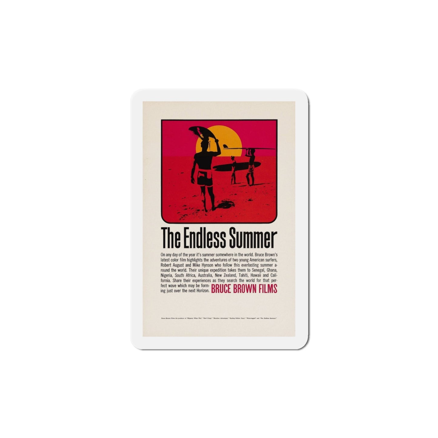 The Endless Summer 1966 Movie Poster Die-Cut Magnet-5 Inch-The Sticker Space