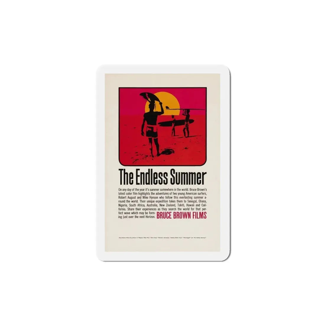 The Endless Summer 1966 Movie Poster Refrigerator Magnet 4 Inch - The Sticker Space