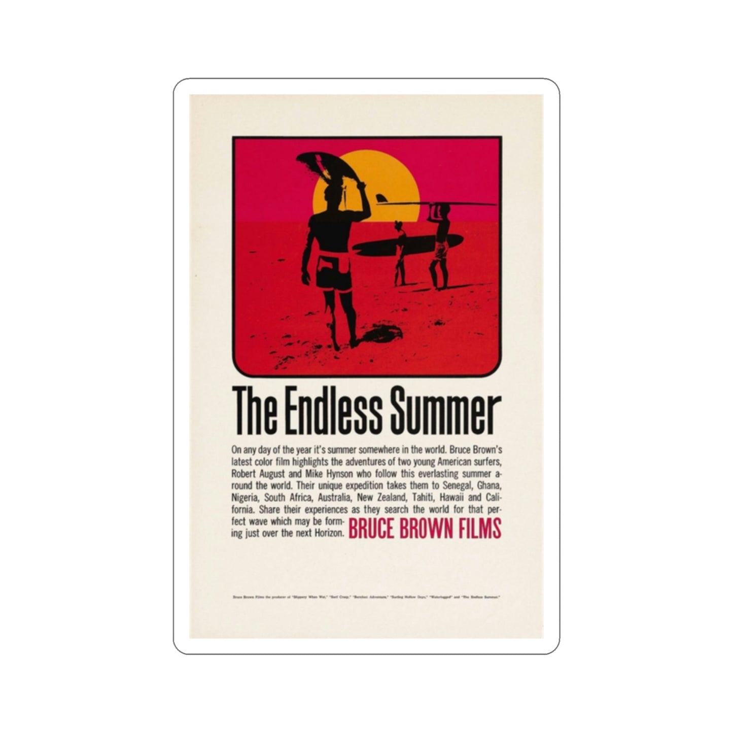 The Endless Summer 1966 Movie Poster STICKER Vinyl Die-Cut Decal-2 Inch-The Sticker Space