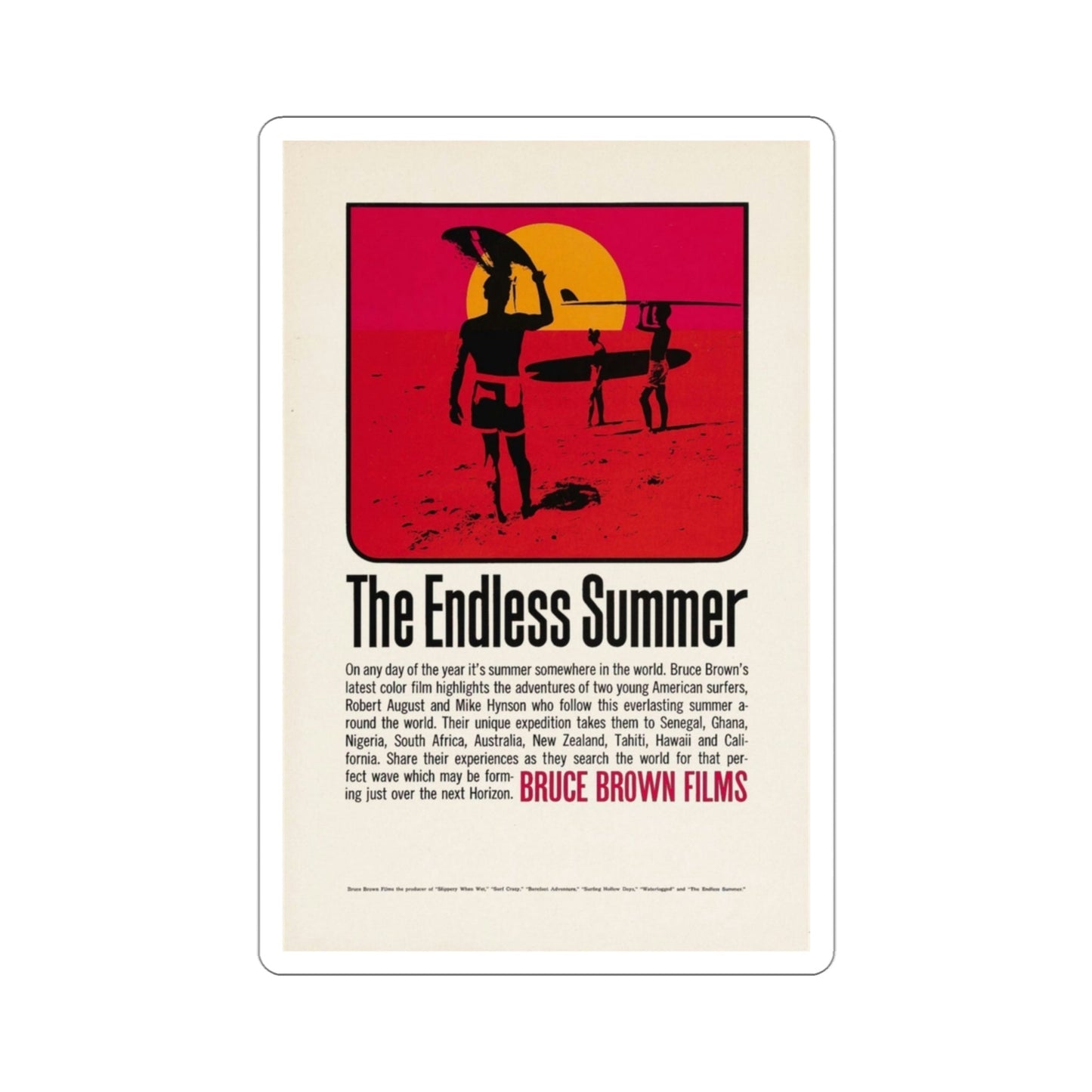 The Endless Summer 1966 Movie Poster STICKER Vinyl Die-Cut Decal-3 Inch-The Sticker Space