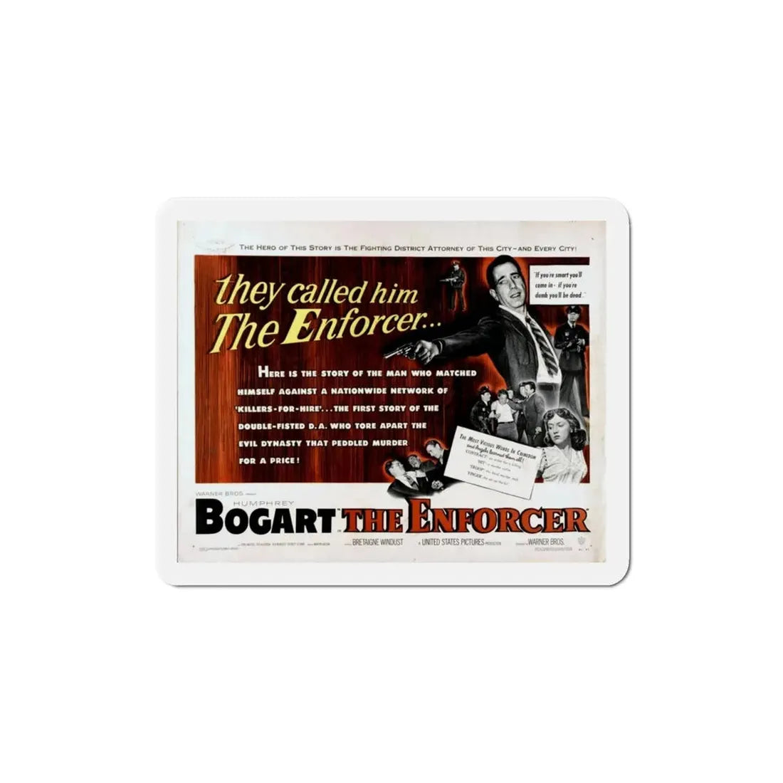 The Enforcer 1951 Movie Poster Refrigerator Magnet 4 Inch - The Sticker Space