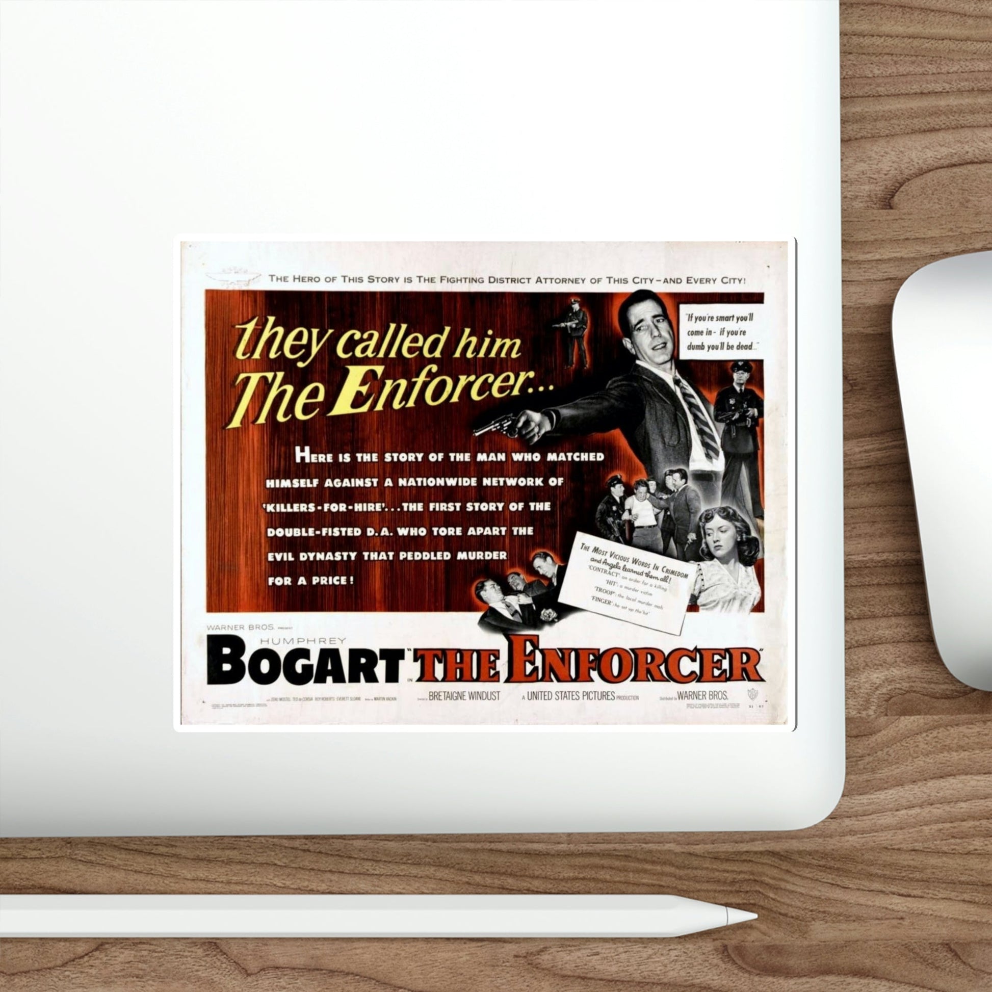 The Enforcer 1951 Movie Poster STICKER Vinyl Die-Cut Decal-The Sticker Space