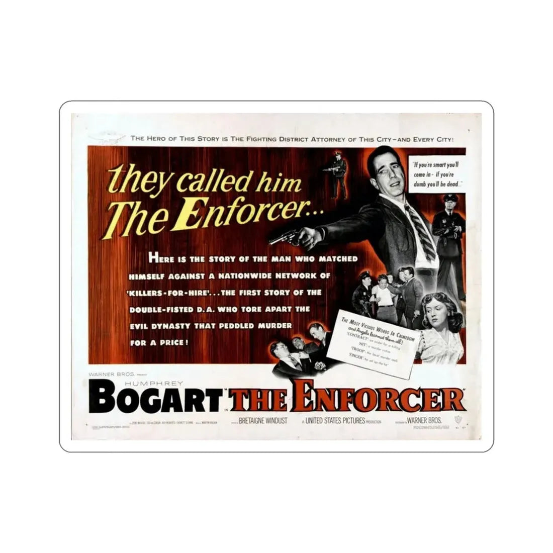 The Enforcer 1951 Movie Poster STICKER Vinyl Die-Cut Decal 6 Inch - The Sticker Space