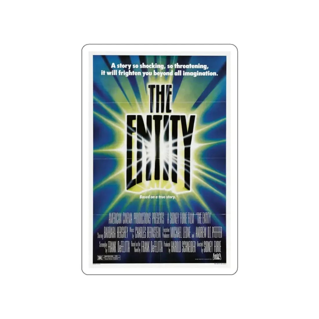 THE ENTITY 1982 Movie Poster STICKER Vinyl Die-Cut Decal 4 Inch - The Sticker Space