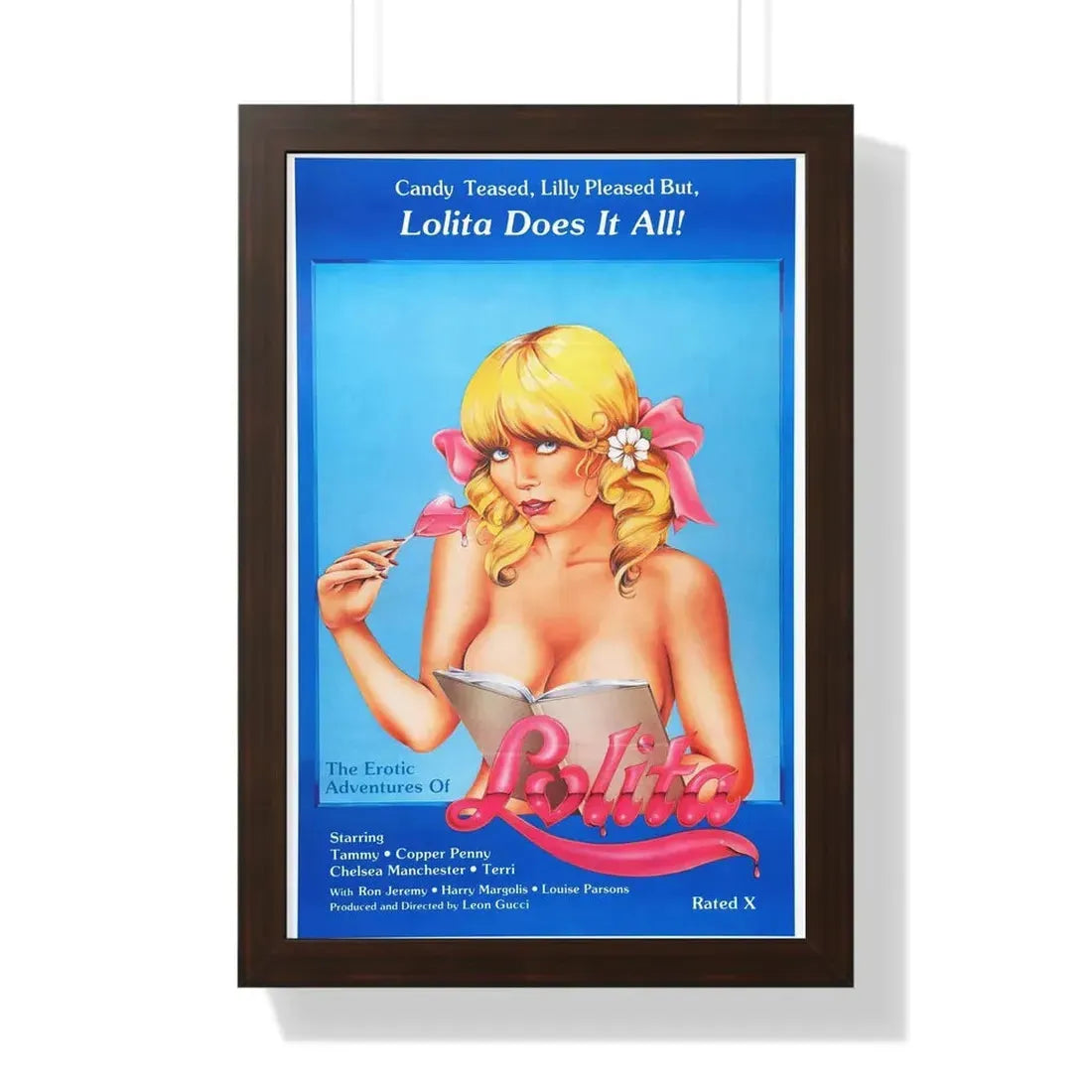 THE EROTIC ADVENTURES OF LOLITA 1982 - Framed Movie Poster 16″ x 24″ Walnut - The Sticker Space