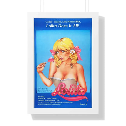 THE EROTIC ADVENTURES OF LOLITA 1982 - Framed Movie Poster 16″ x 24″ White - The Sticker Space