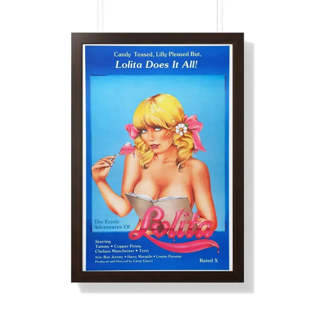THE EROTIC ADVENTURES OF LOLITA 1982 - Framed Movie Poster 20" x 30" Walnut - The Sticker Space
