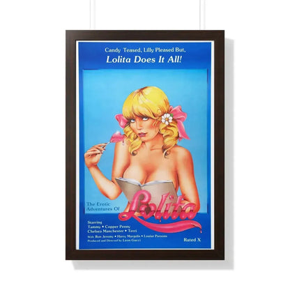 THE EROTIC ADVENTURES OF LOLITA 1982 - Framed Movie Poster 20" x 30" Walnut - The Sticker Space