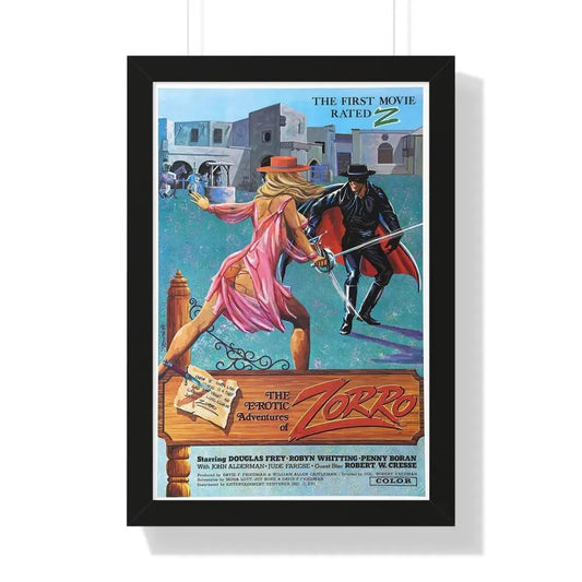 THE EROTIC ADVENTURES OF ZORRO 1972 - Framed Movie Poster 16″ x 24″ Black - The Sticker Space