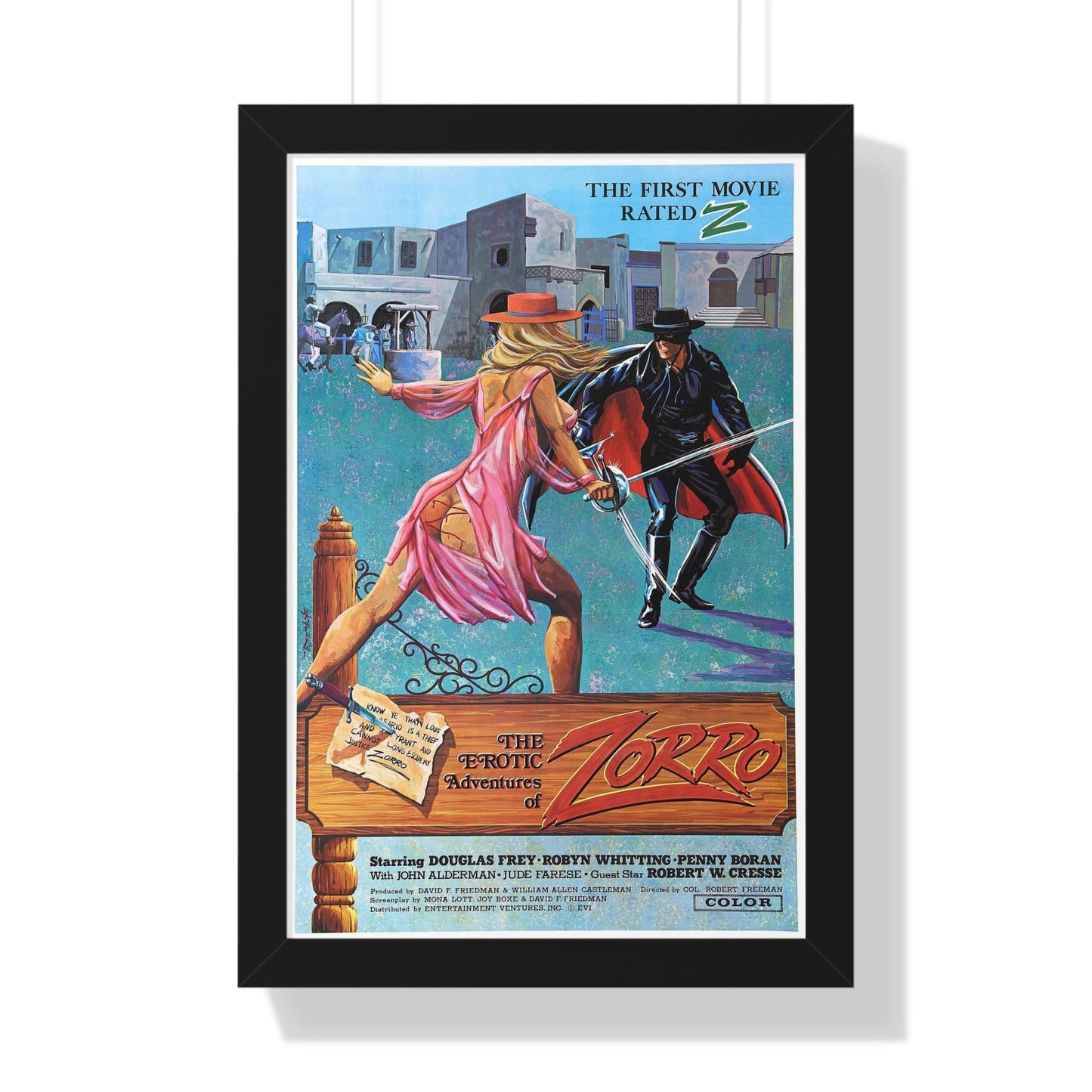 THE EROTIC ADVENTURES OF ZORRO 1972 - Framed Movie Poster-16″ x 24″-The Sticker Space