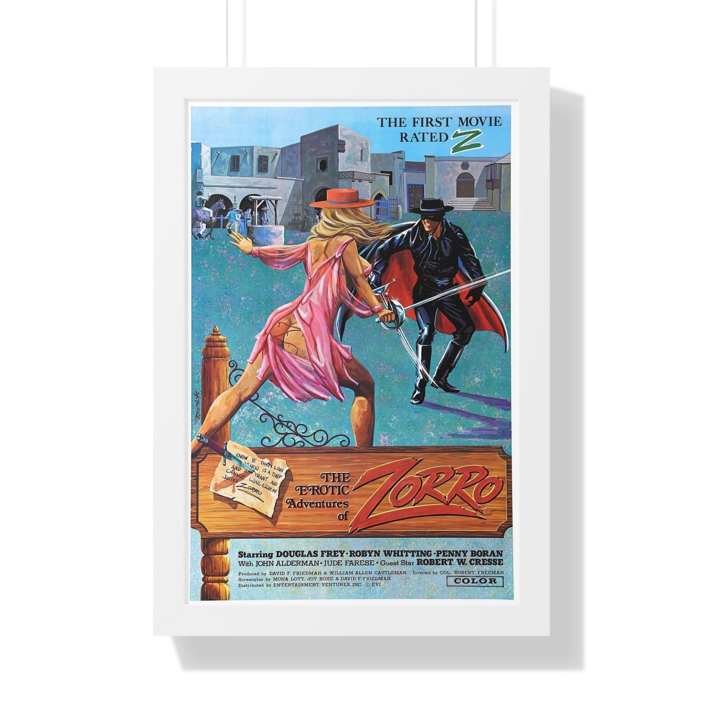 THE EROTIC ADVENTURES OF ZORRO 1972 - Framed Movie Poster-16″ x 24″-The Sticker Space