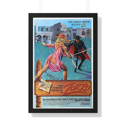 THE EROTIC ADVENTURES OF ZORRO 1972 - Framed Movie Poster 20" x 30" Black - The Sticker Space