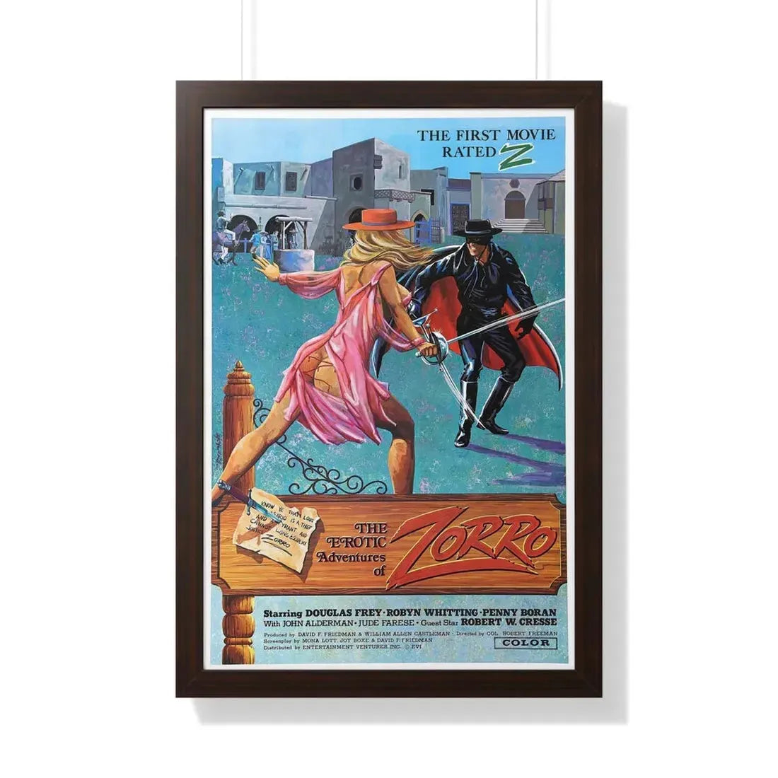 THE EROTIC ADVENTURES OF ZORRO 1972 - Framed Movie Poster 20" x 30" Walnut - The Sticker Space