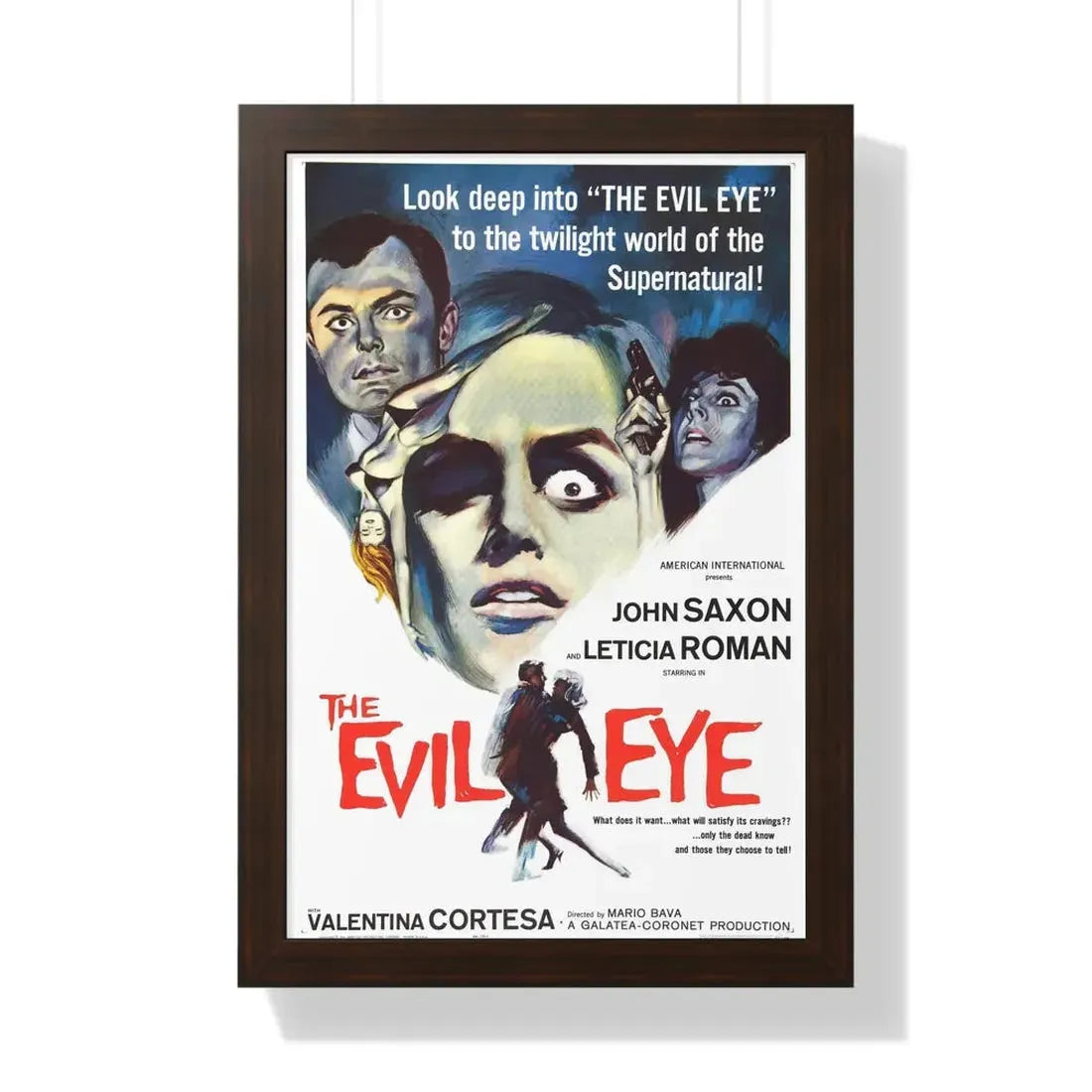 THE EVIL EYE (THE GIRL WHO KNEW TOO MUCH) 1963 - Framed Movie Poster 16″ x 24″ Walnut - The Sticker Space