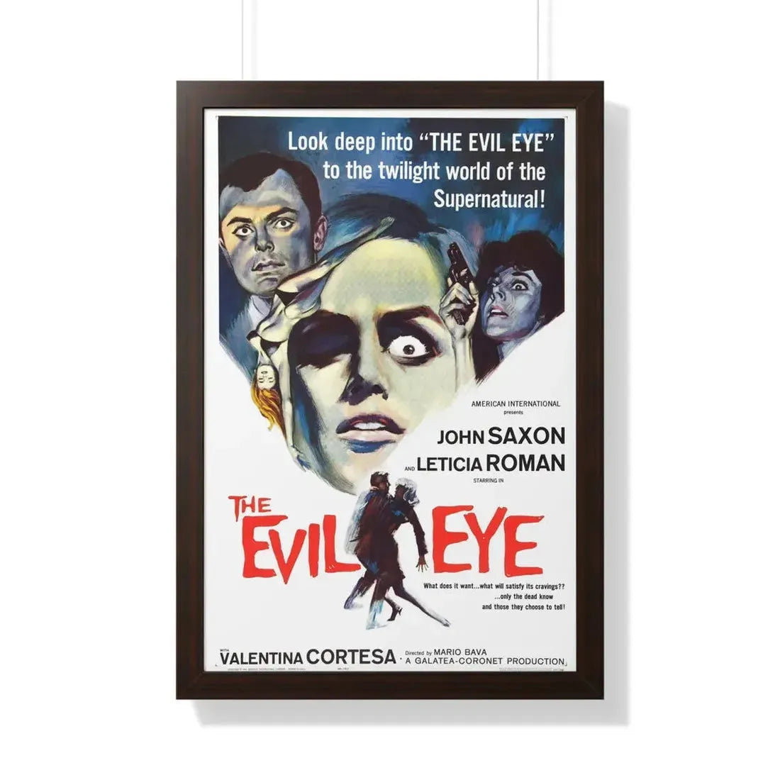 THE EVIL EYE (THE GIRL WHO KNEW TOO MUCH) 1963 - Framed Movie Poster 20" x 30" Walnut - The Sticker Space